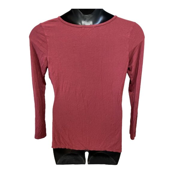 Charlotte Russe Size LARGE Burgundy Long Sleeve Semi Sheer Blouse Top Shirt - Picture 3 of 3